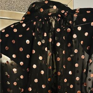 Eloquii Black Blouse with Rose Gold Polka Dots